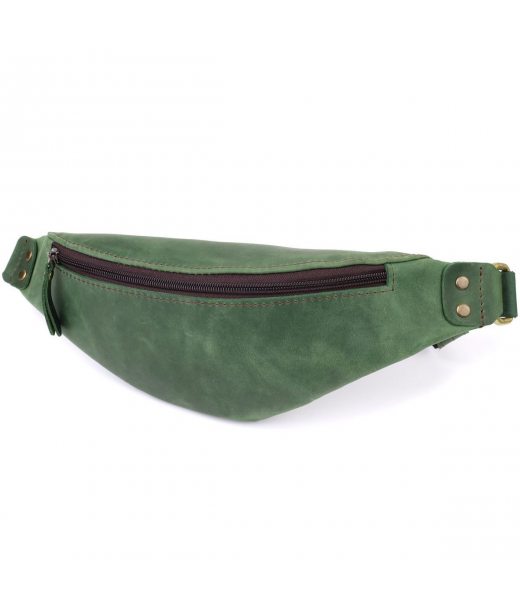 Містка бананка для чоловіків з натуральної вінтажної шкіри Shvigel 23133 Зелений