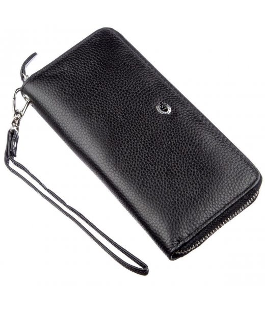 Кожаный женский клатч на молнии ST Leather 18933 Черный