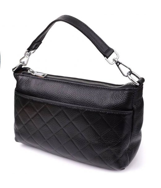 Женская сумка с двумя ремешками из натуральной кожи Vintage 22926 Черный