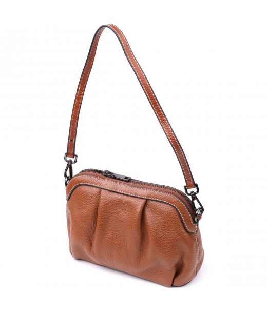 Женская сумка с драпировкой из натуральной кожи Vintage 22895 Коричневый