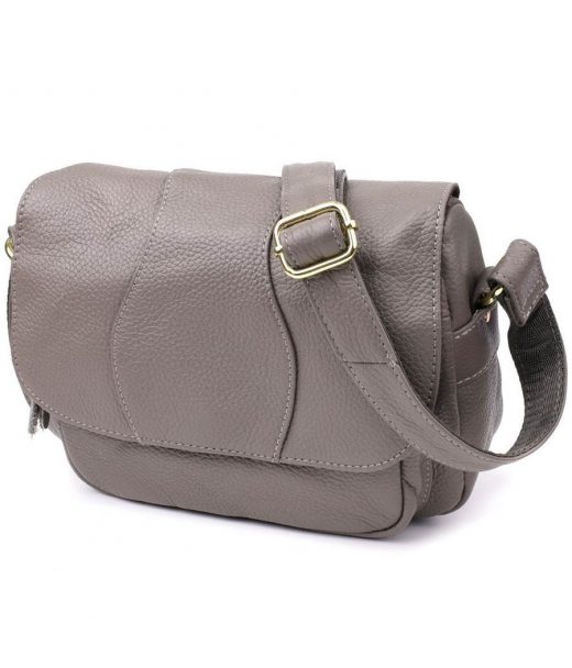 Сумка из натуральной кожи для стильных женщин Vintage 22974 Серый