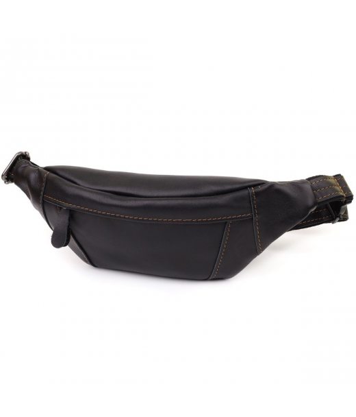 Чоловіча сумка-бананка з натуральної гладкої шкіри Shvigel 23125 Чорний Чоловіча сумка-бананка з натуральної гладкої шкіри Shvigel 23125 Чорний