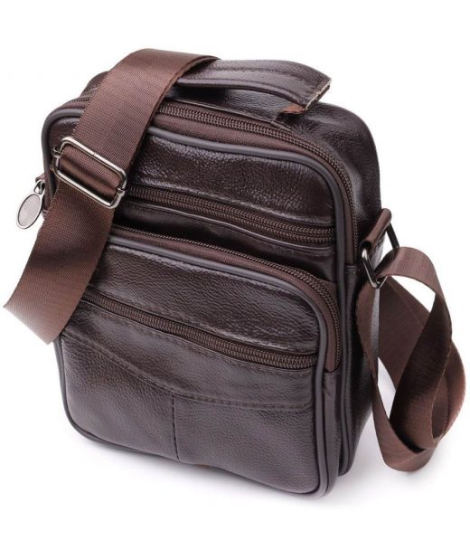 Невелика вертикальна сумка з ручкою для чоловіків з натуральної шкіри Vintage 22865 Коричневий