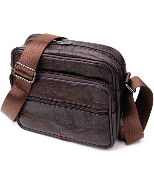 Горизонтальна зручна сумка з ручкою для чоловіків з натуральної шкіри Vintage 22940 Коричневий