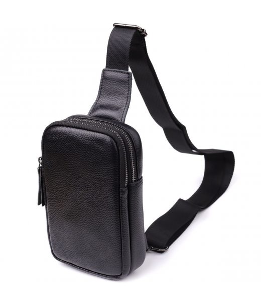 Сумка-слінг для чоловіків з натуральної шкіри Vintage 22955 Чорний