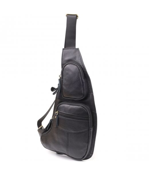 Сумка для чоловіків з великою кількістю кишень із натуральної шкіри Vintage 22957 Чорний