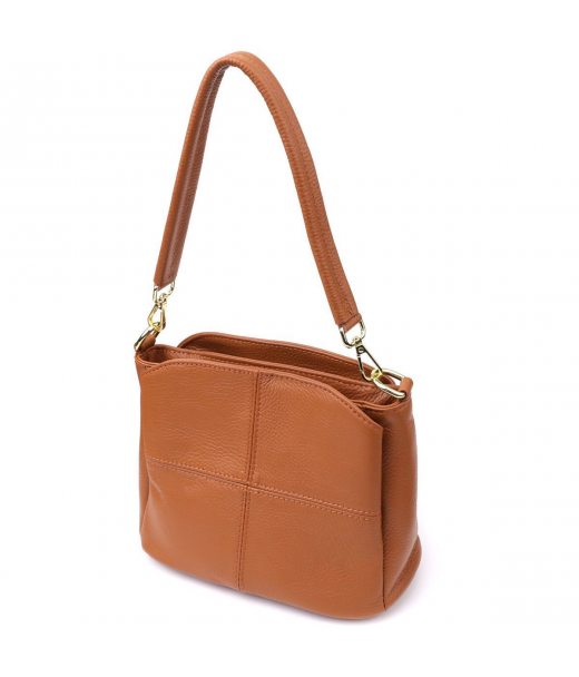 Женская сумка на три отделения из натуральной кожи Vintage 22975 Рыжий