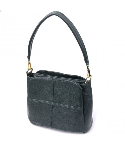 Кожаная сумка для женщин с тремя отделениями Vintage 22977 Зеленый