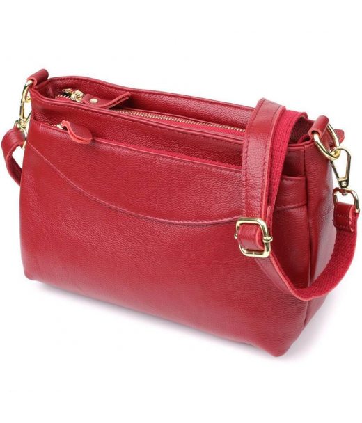 Женская сумка с твердым дном из натуральной кожи Vintage 22982 Красный