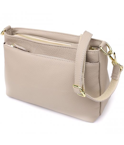 Женская сумка из натуральной кожи с жестким основанием Vintage 22985 Серый