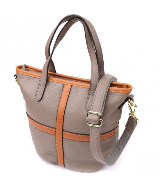 Містка сумка з натуральної шкіри для жінок Vintage 22998 Сірий