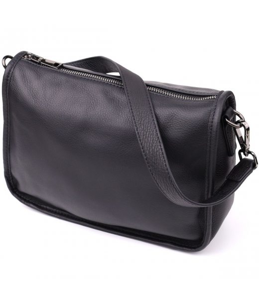 Сумка на плече з натуральної шкіри Vintage 23001 Чорний