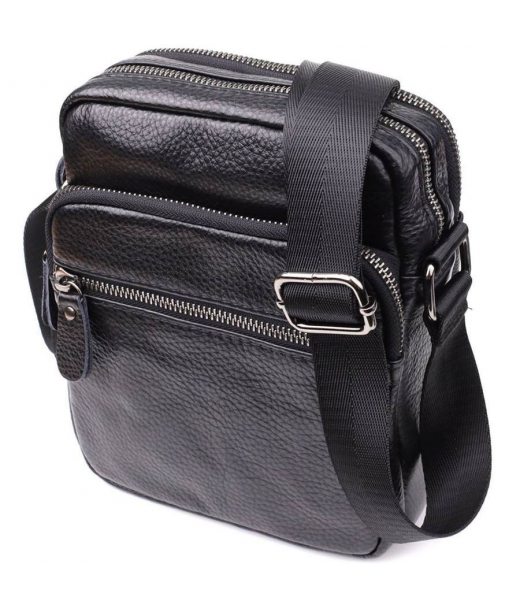 Чоловічі сумки на плече з натуральної шкіри Vintage 23020 Чорний