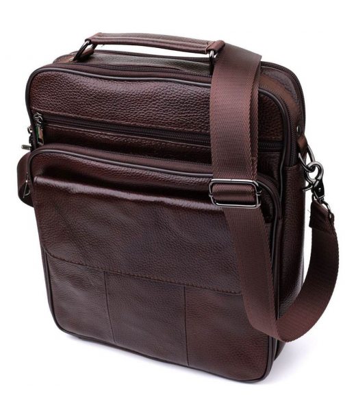 Чоловіча сумка з ручкою для перенесення в руці з натуральної шкіри Vintage 23024 Коричневий
