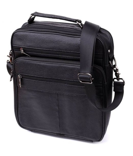 Сумка чоловіча з ручкою для перенесення в руці з натуральної шкіри Vintage 23029 Чорний