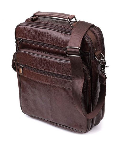 Сумка чоловіча з ручкою для перенесення в руці з натуральної шкіри Vintage 23030 Коричневий