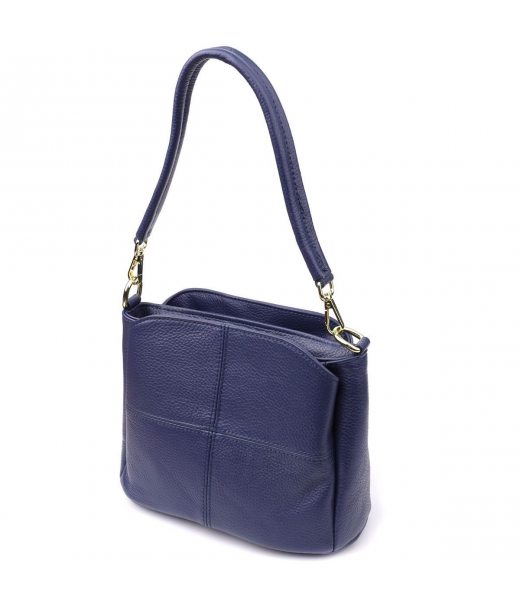 Женская сумка из натуральной кожи с тремя отделениями Vintage 22976 Синий