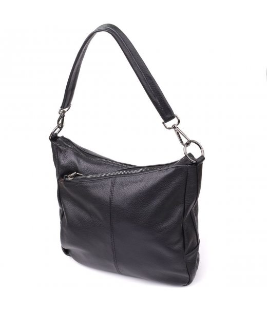Женская сумка с двумя ремешками из натуральной кожи Vintage 23053 Черный