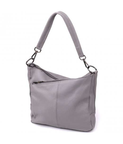 Женская сумка с двумя ремешками из натуральной кожи Vintage 23054 Серый