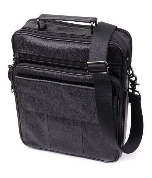 Містка чоловіча сумка з ручкою для перенесення в руці з натуральної шкіри Vintage 23023 Чорний Містка чоловіча сумка з ручкою для перенесення в руці з натуральної шкіри Vintage 23023 Чорний
