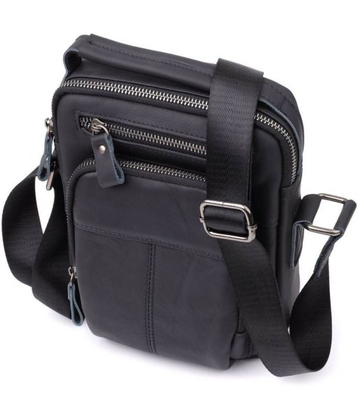 Ділова чоловіча сумка з натуральної шкіри Vintage 23036 Чорний Ділова чоловіча сумка з натуральної шкіри Vintage 23036 Чорний