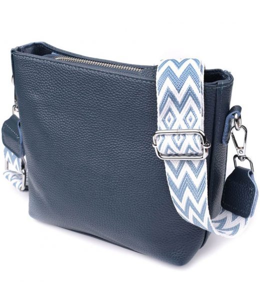 Повседневная женская сумка на плечо из натуральной кожи Vintage 22911 Голубой