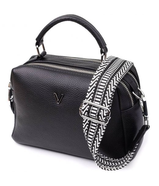 Женская сумка на два отделения из натуральной кожи Vintage 22919 Черный