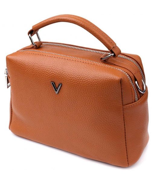 Жіноча сумка з натуральної шкіри з подвійним внутрішнім простором Vintage 22921 Рудий