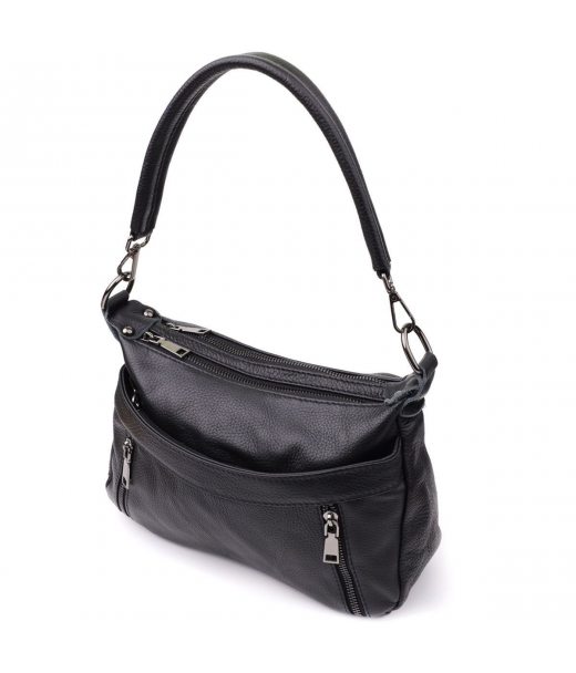Жіноча сумка з натуральної шкіри Vintage 23011 Чорний Жіноча сумка з натуральної шкіри Vintage 23011 Чорний