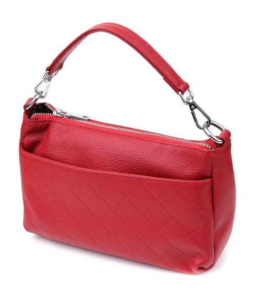 Женская кожаная сумка с двумя удобными ремешками Vintage 22927 Красный