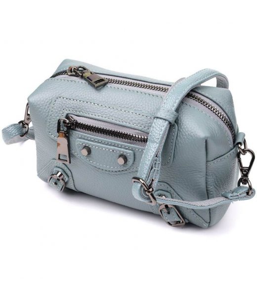 Женская сумка из натуральной кожи с современным декором Vintage 22925 Голубой