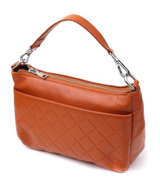 Женская сумка из натуральной кожи с двумя ремешками Vintage 22929 Рыжий