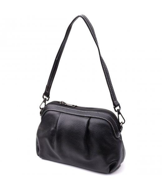 Женская сумка из мягкой натуральной кожи с акцентом на драпировку Vintage 22896 Черный