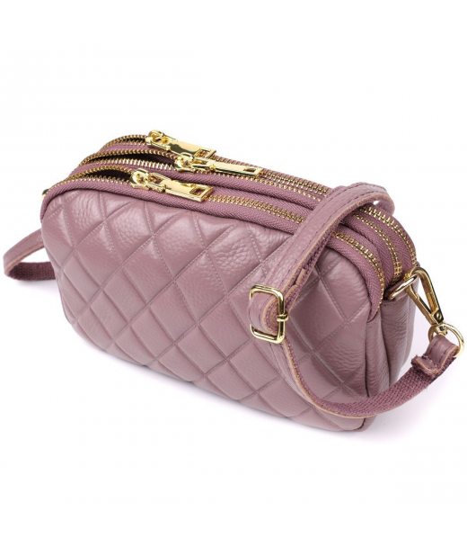 Женская сумка из натуральной кожи с тремя секциями Vintage 22891 Пурпурный