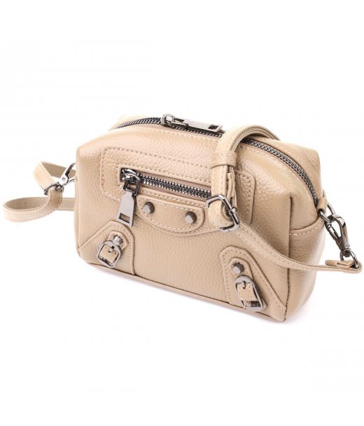 Компактная сумка для женщин из натуральной кожи Vintage 22924 Бежевый