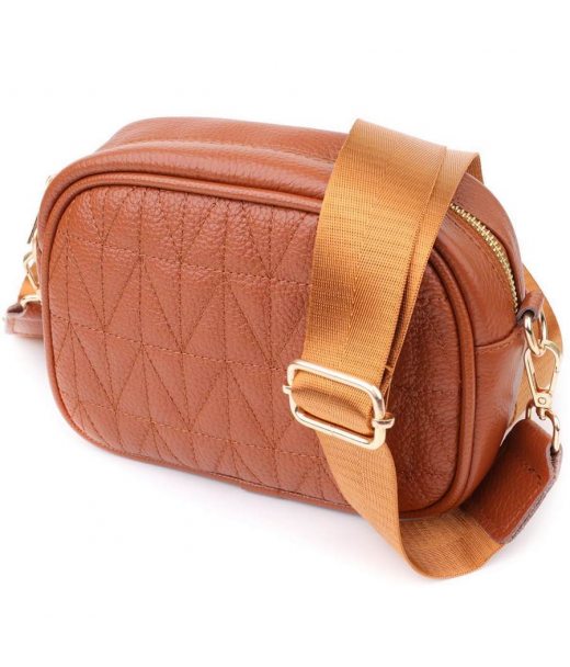 Стеганая сумка для женщин из натуральной кожи Vintage 22899 Рыжий