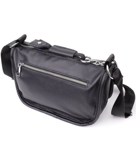 Полукруглая сумка для женщин из натуральной кожи Vintage 22905 Черный