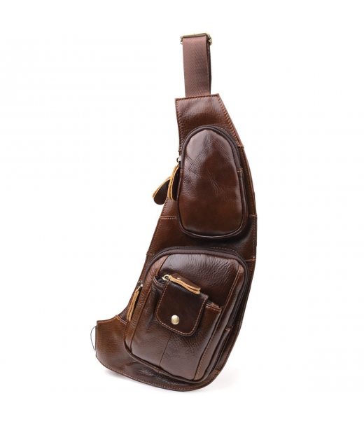 Чоловіча сумка з великою кількістю кишень із натуральної шкіри Vintage 22962 Коричневий