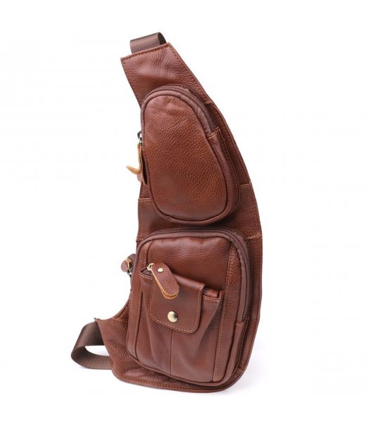 Чоловіча сумка з великою кількістю кишень із натуральної шкіри Vintage 22963 Коричневий Чоловіча сумка з великою кількістю кишень із натуральної шкіри Vintage 22963 Коричневий