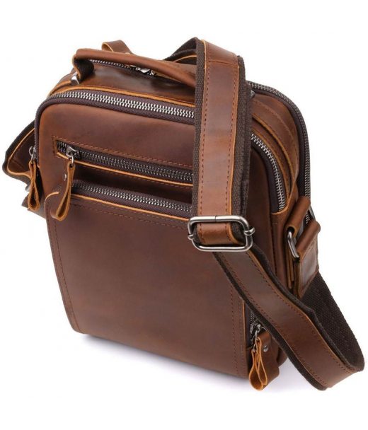 Чоловіча ділова сумка з ручкою для перенесення в руці з натуральної шкіри Vintage 23033 Коричневий