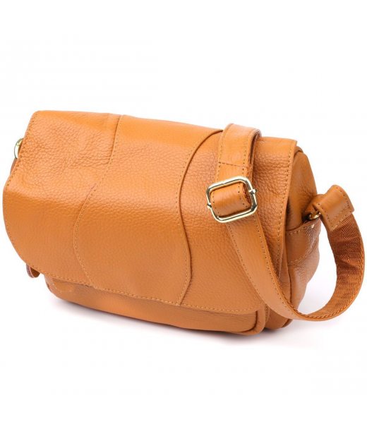 Вместительная повседневная сумка из натуральной кожи для женщин Vintage 22968 Рыжий