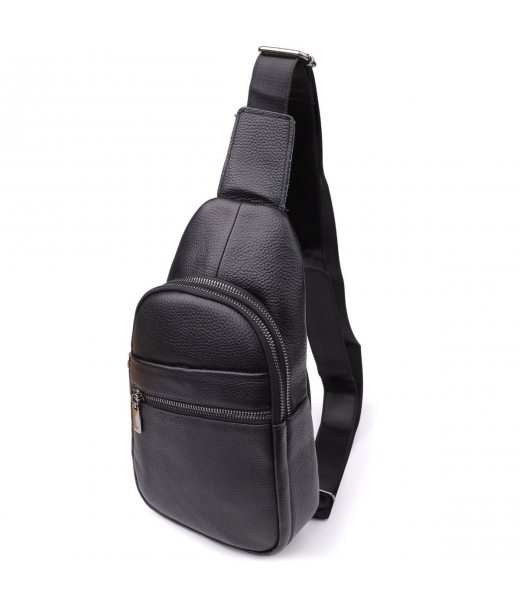 Чоловіча сумка через плече з натуральної шкіри Vintage 23018 Чорний Чоловіча сумка через плече з натуральної шкіри Vintage 23018 Чорний