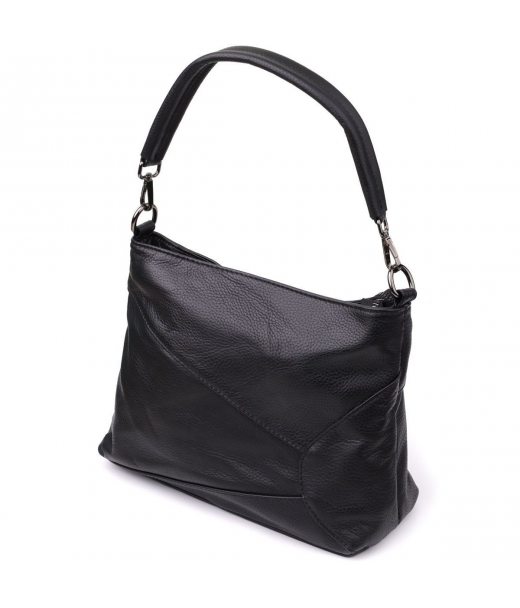 Небольшая женская сумка с двумя ремешками из натуральной кожи Vintage 23014 Черный