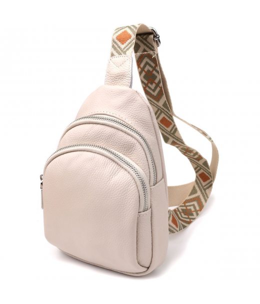 Сумка-слінг із натуральної шкіри для жінок Vintage 22936 Білий Сумка-слінг із натуральної шкіри для жінок Vintage 22936 Білий