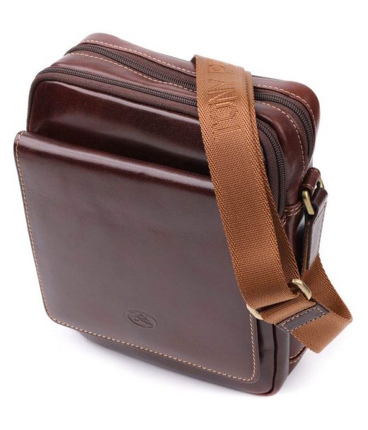 Чоловіча сумка з кишенями з гладкої натуральної шкіри Tony Perotti 20856_1 (9148-17 moro) Коричневий Чоловіча сумка з кишенями з гладкої натуральної шкіри Tony Perotti 20856_1 (9148-17 moro) Коричневий