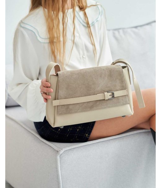 Женская сумочка «Лилит» совставкой натуральный замш бежевая WeLassie