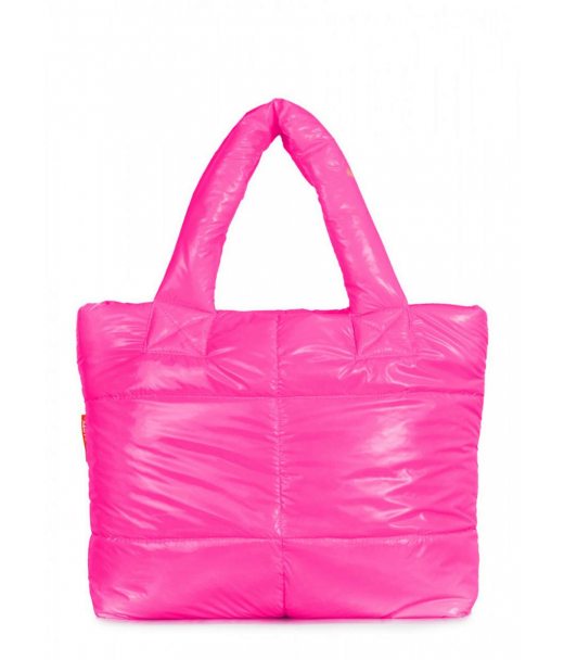 Дутая стеганая сумка POOLPARTY Fluffy неоновая малиновая (fluffy-neon-pink)