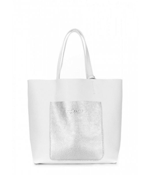 Женская кожаная сумка POOLPARTY Mania белая (mania-white-silver)