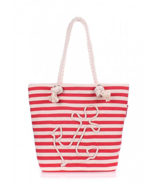 Летняя коттоновая сумка POOLPARTY Anchor с якорем (anchor-red)