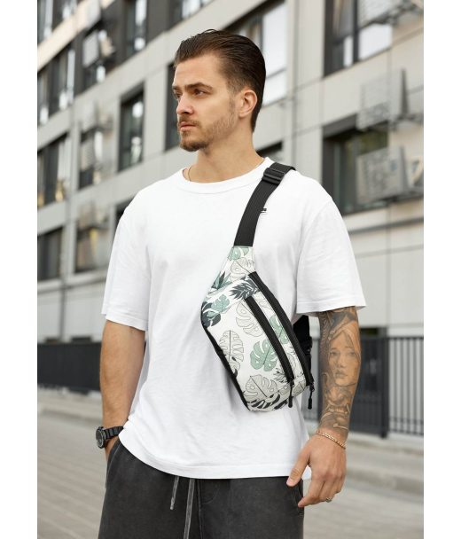 Велика чоловіча сумка на пояс бананка Sambag Tirso Max принт "Leaves" Велика чоловіча сумка на пояс бананка Sambag Tirso Max принт "Leaves"